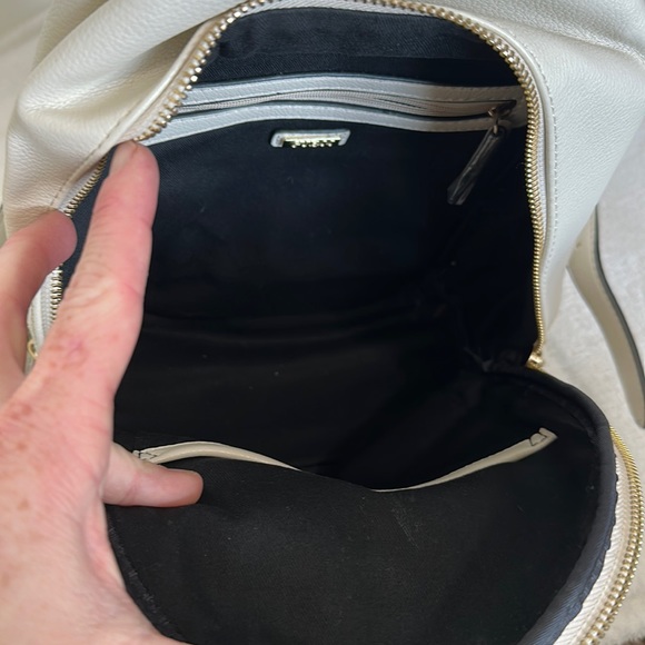 Guess Small Faux Leather Backpack Bag Studded Cream/Off White/Gold - Picture 10 of 16